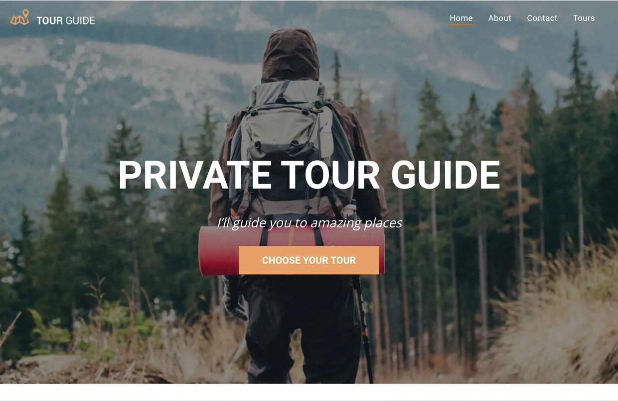 A screenshot of a website for a private tour guide.