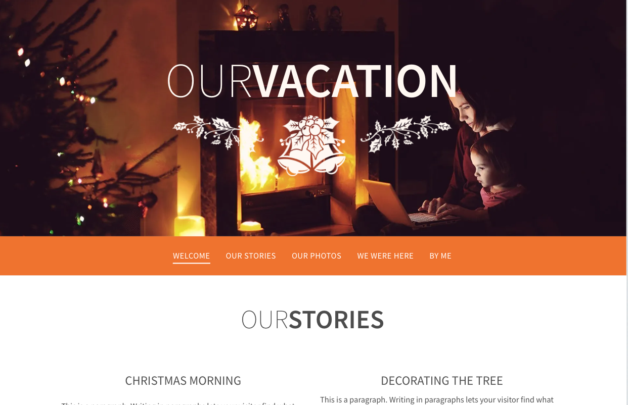 A screenshot of a website called our vacation