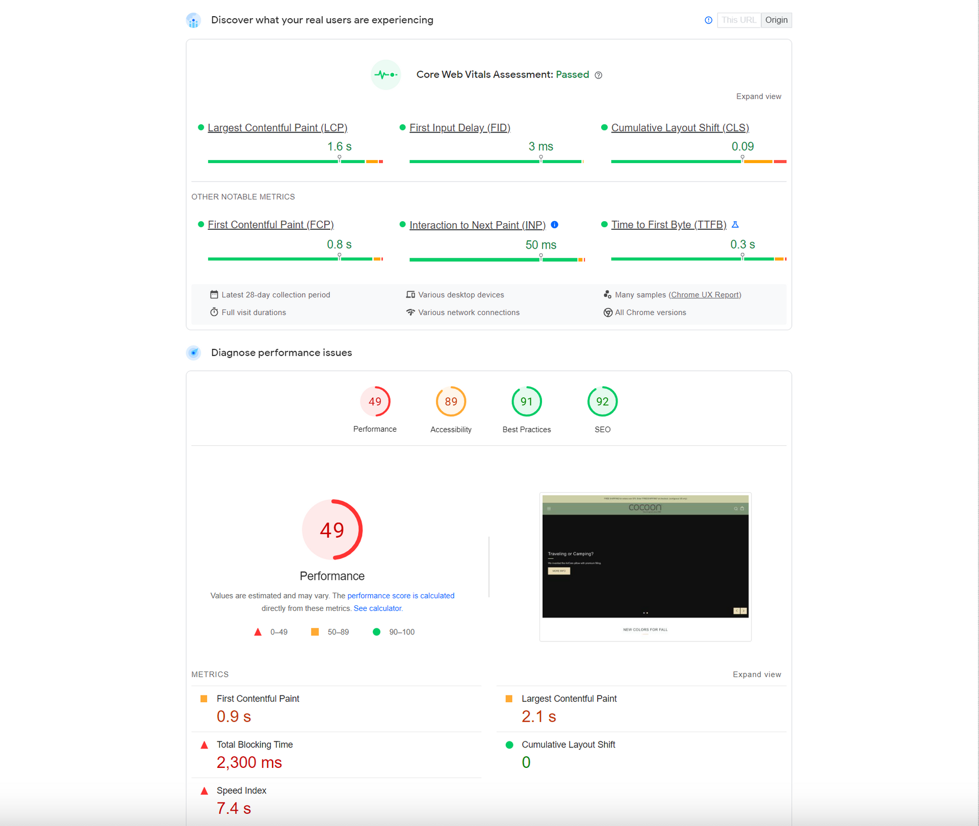 A screenshot of a website showing a score of 40