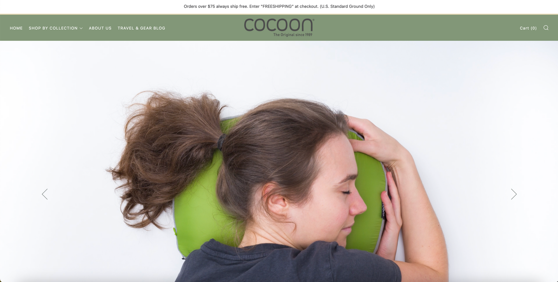A woman is sleeping with a green pillow on her head.