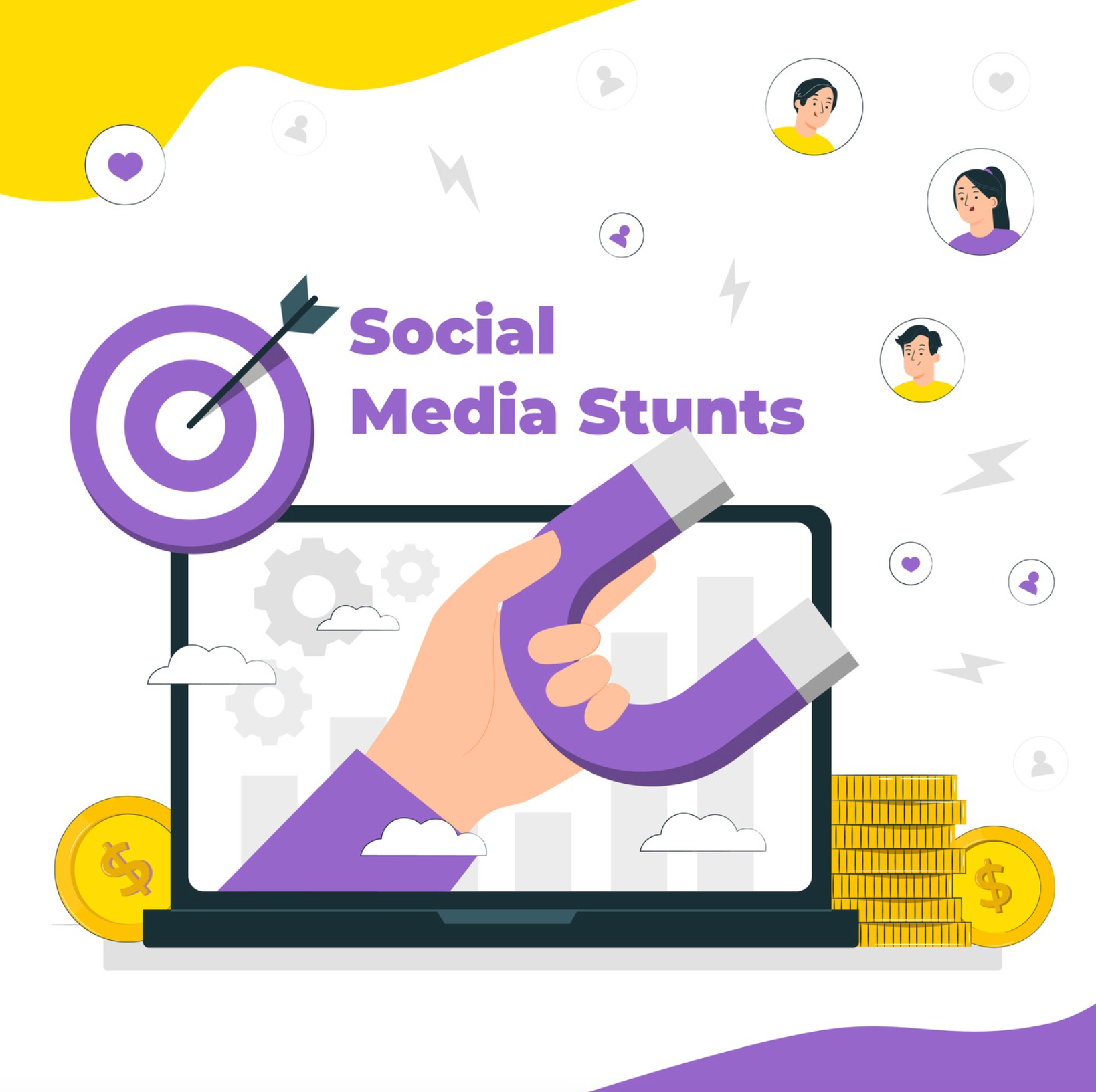 A hand is holding a magnet in front of a laptop.