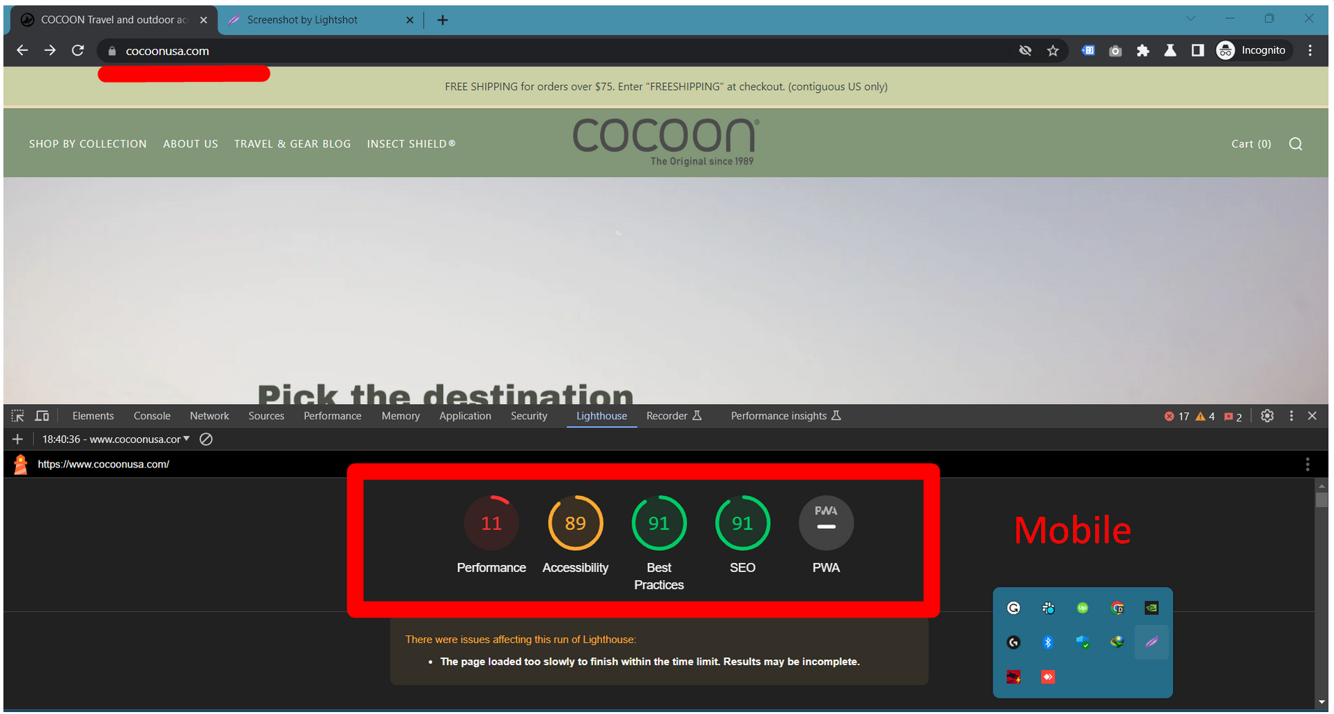 A computer screen with the word cocoon on it
