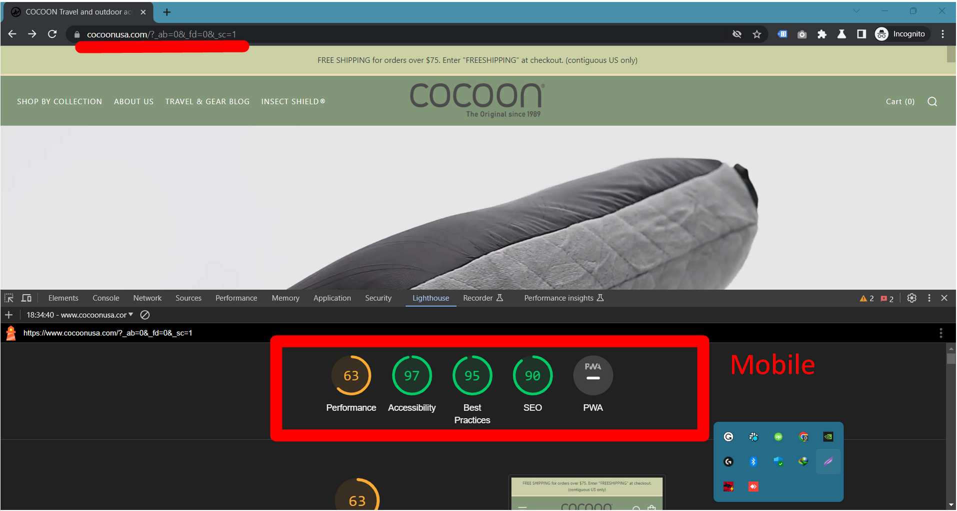A computer screen with a cocoon website on it