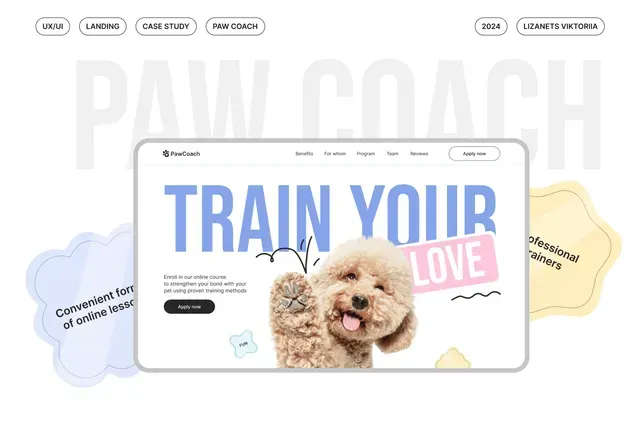 A website with a poodle on it that says train your love