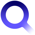 Magnifying glass icon, blue gradient.