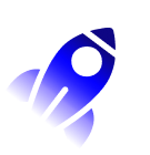 Blue gradient rocket icon, pointing upwards.