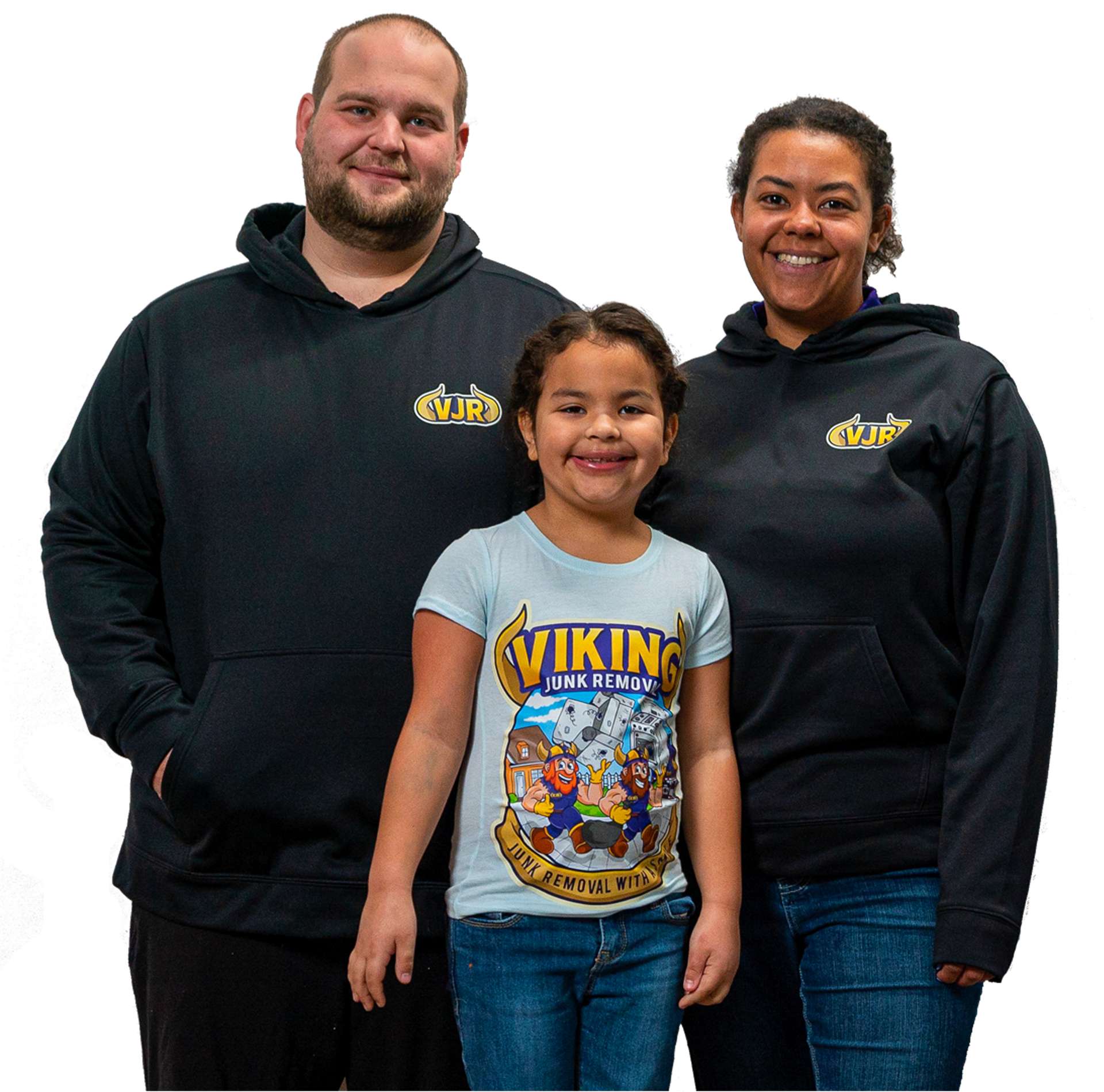 a family picture of owner the viking junk removal business