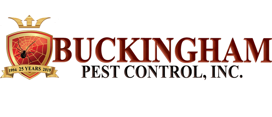 a logo for buckingham pest control inc. in St. Charles MO