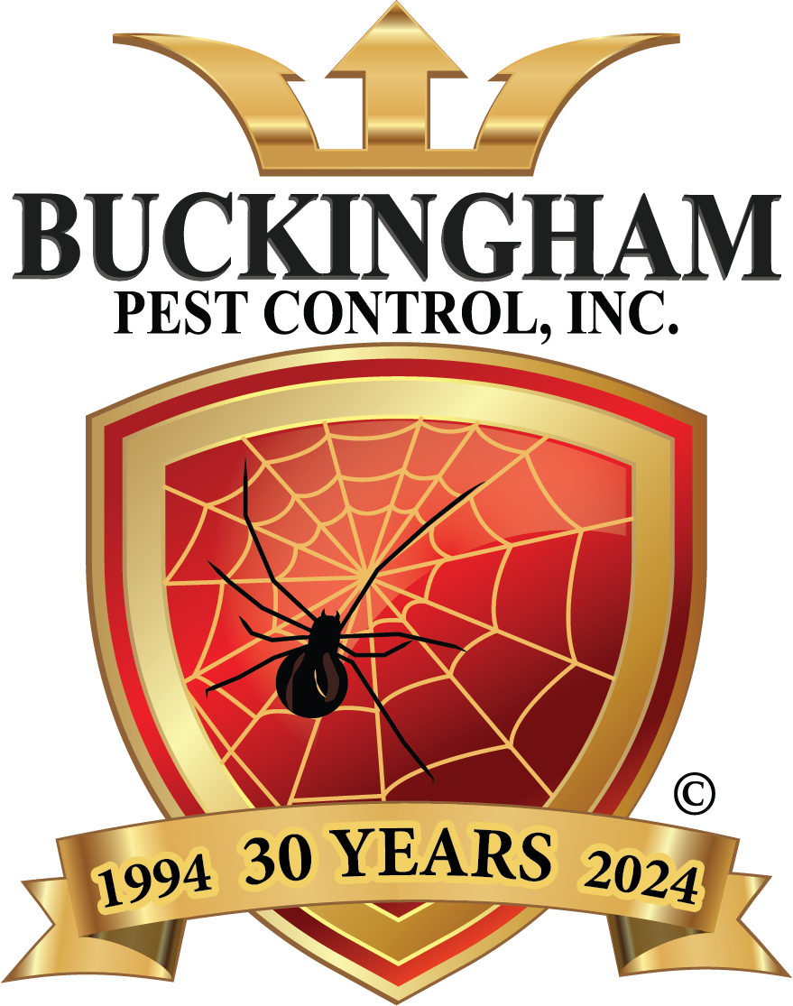 a logo for buckingham pest control inc. in St. Charles MO