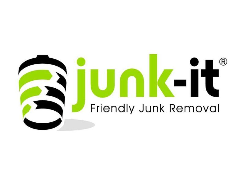 The Junk-it company logo, featuring a black and lime green stylized trash can icon next to the text 