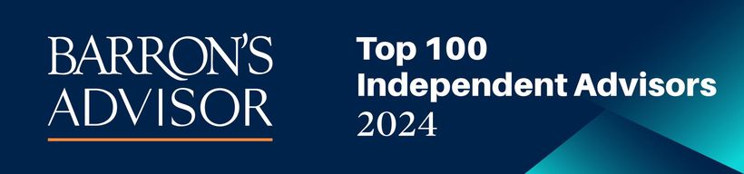 A blue banner that says barron 's advisor top 100 independent advisors 2024