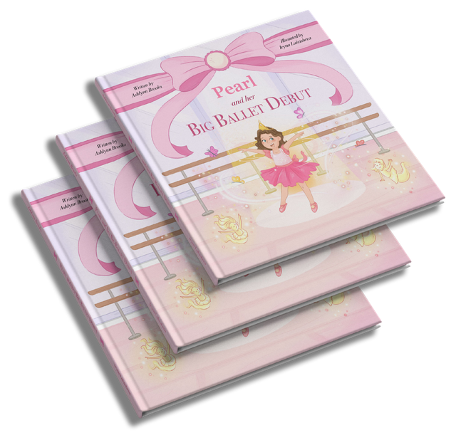 Three books titled pearl and her big ballet debut are stacked on top of each other.