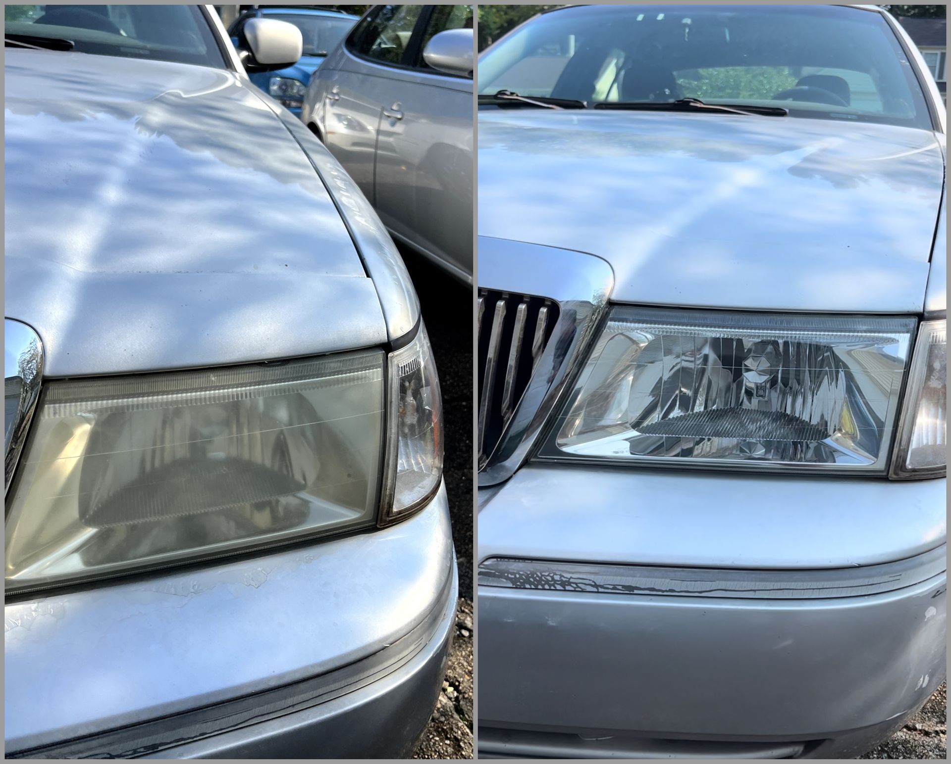 before and after headlight restoration