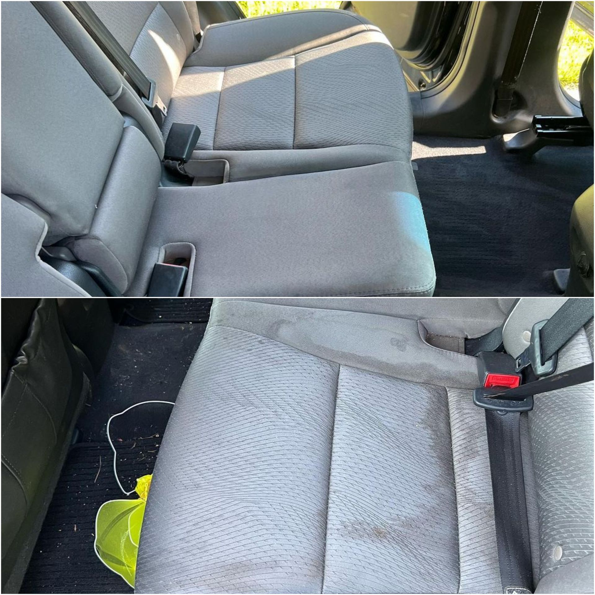 Before and after car deep interior shampoo cleaning