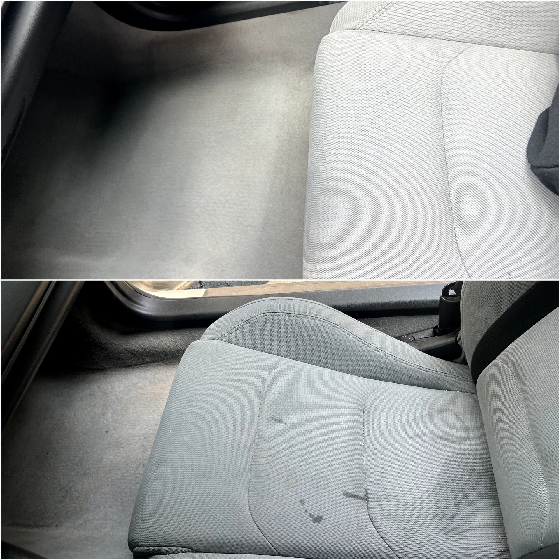 Result of Interior Shampoo Cleaning before and after