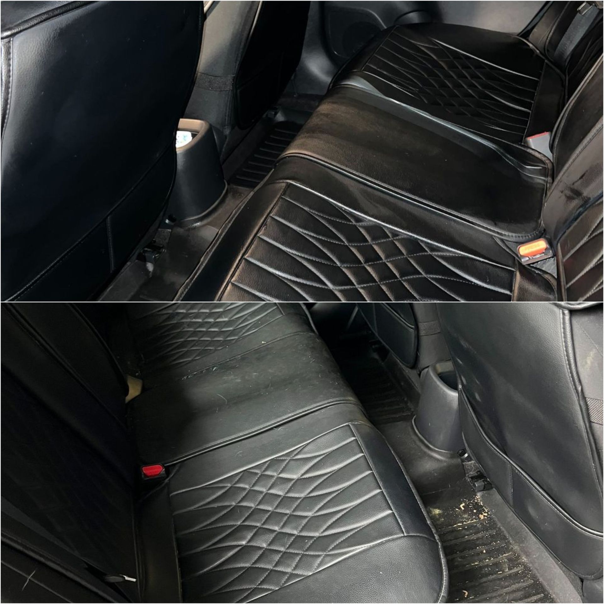 Before and after interior cleaning detailing