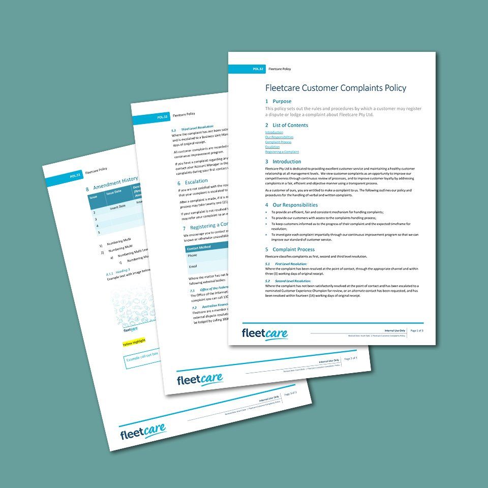 Fleetcare Word Template