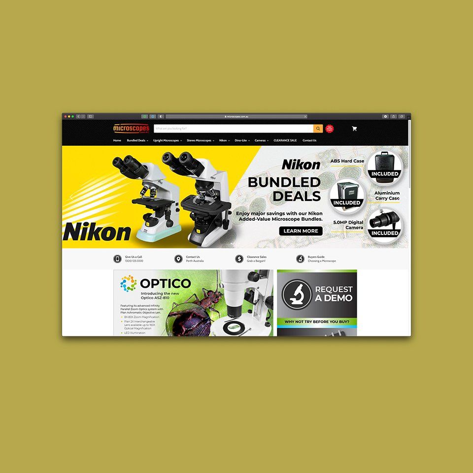 A nikon website shows a bundled deal for microscopes.