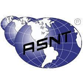 The ASNT logo featuring a blue globe with the letters ASNT superimposed in black across the center.