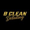 The logo for b clean valeting & detailing is blue and black.