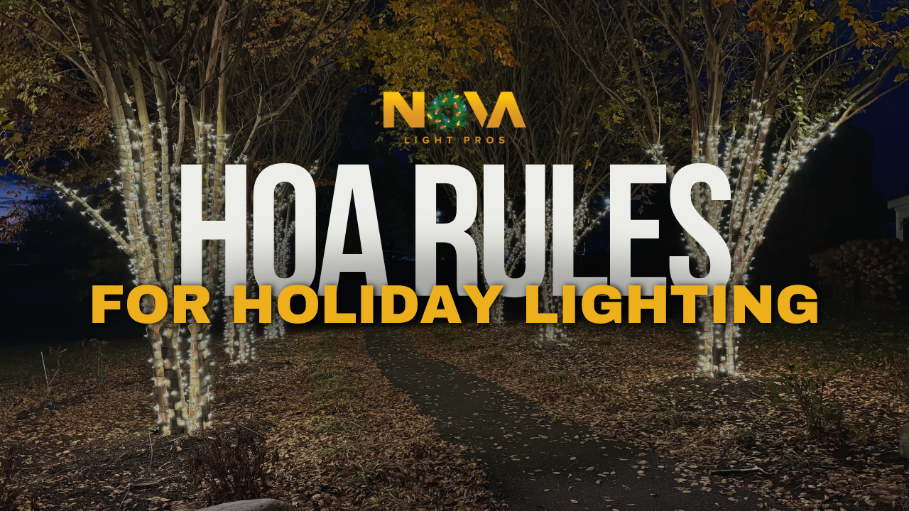 Professional holiday lighting installation on HOA home in Northern Virginia