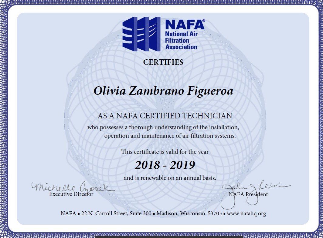 Tecnico Especializado en Mantenimiento de Sistemas de Filtración