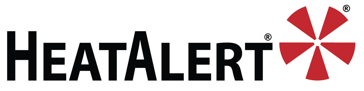 The HeatAlert logo: black text with the name, and a red, six-pointed starburst.