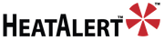 HeatAlert logo: Black text with a red and white pinwheel icon.