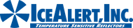IceAlert, Inc. logo with a blue snowflake design and text: blue when freezing