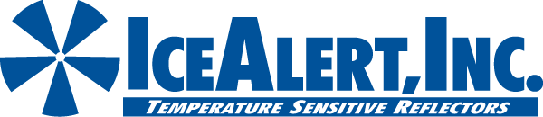 IceAlert, Inc. logo with a blue snowflake design and text: blue when freezing