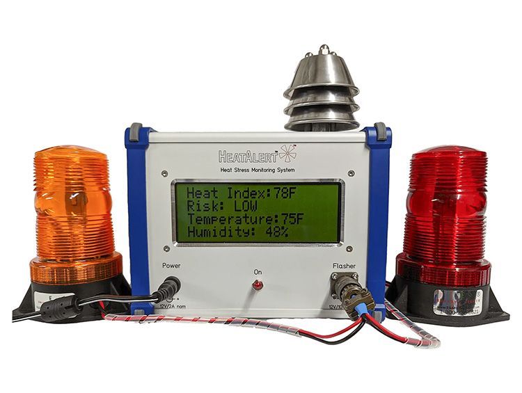 Weather station with display showing