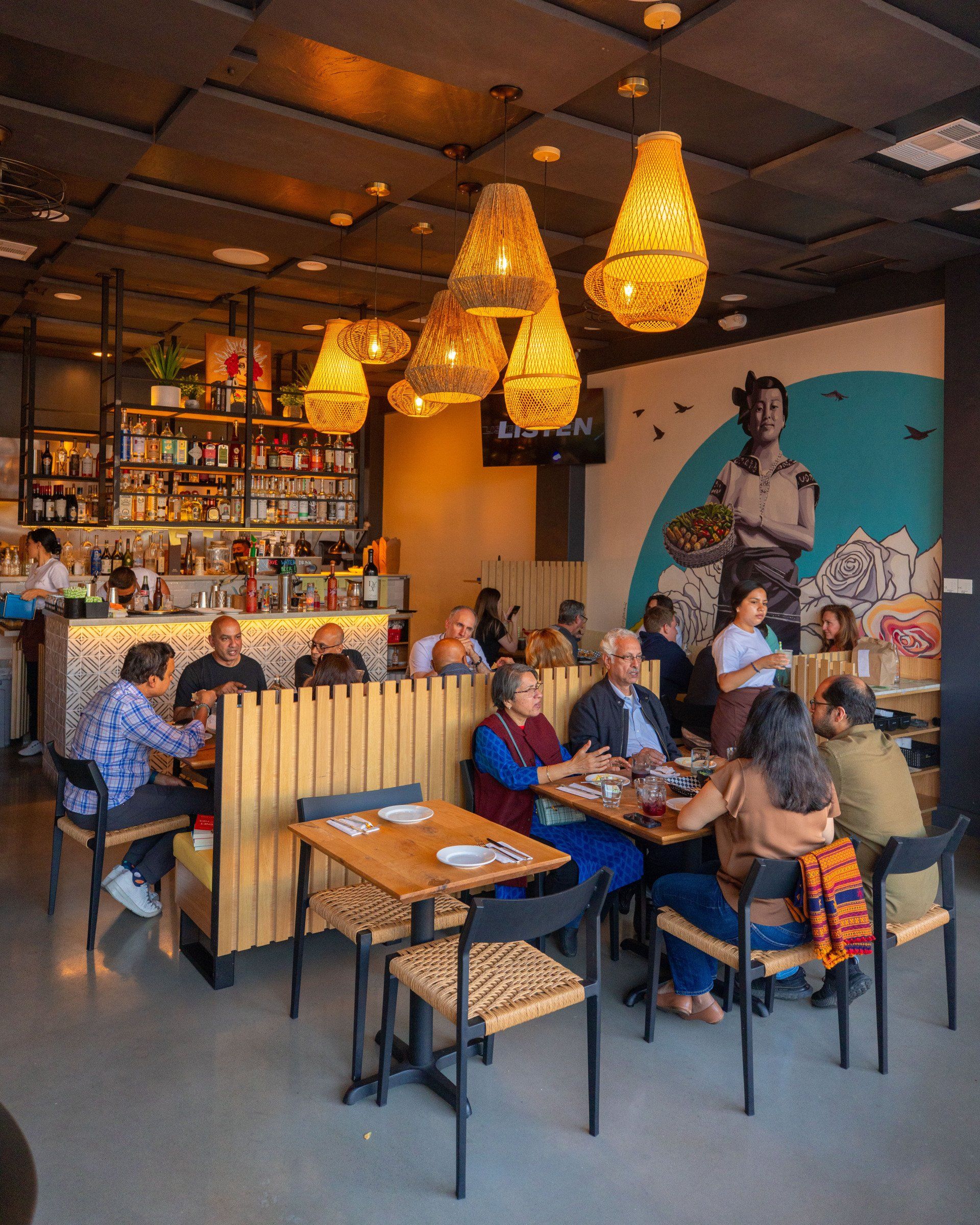 restaurant view of guests dining