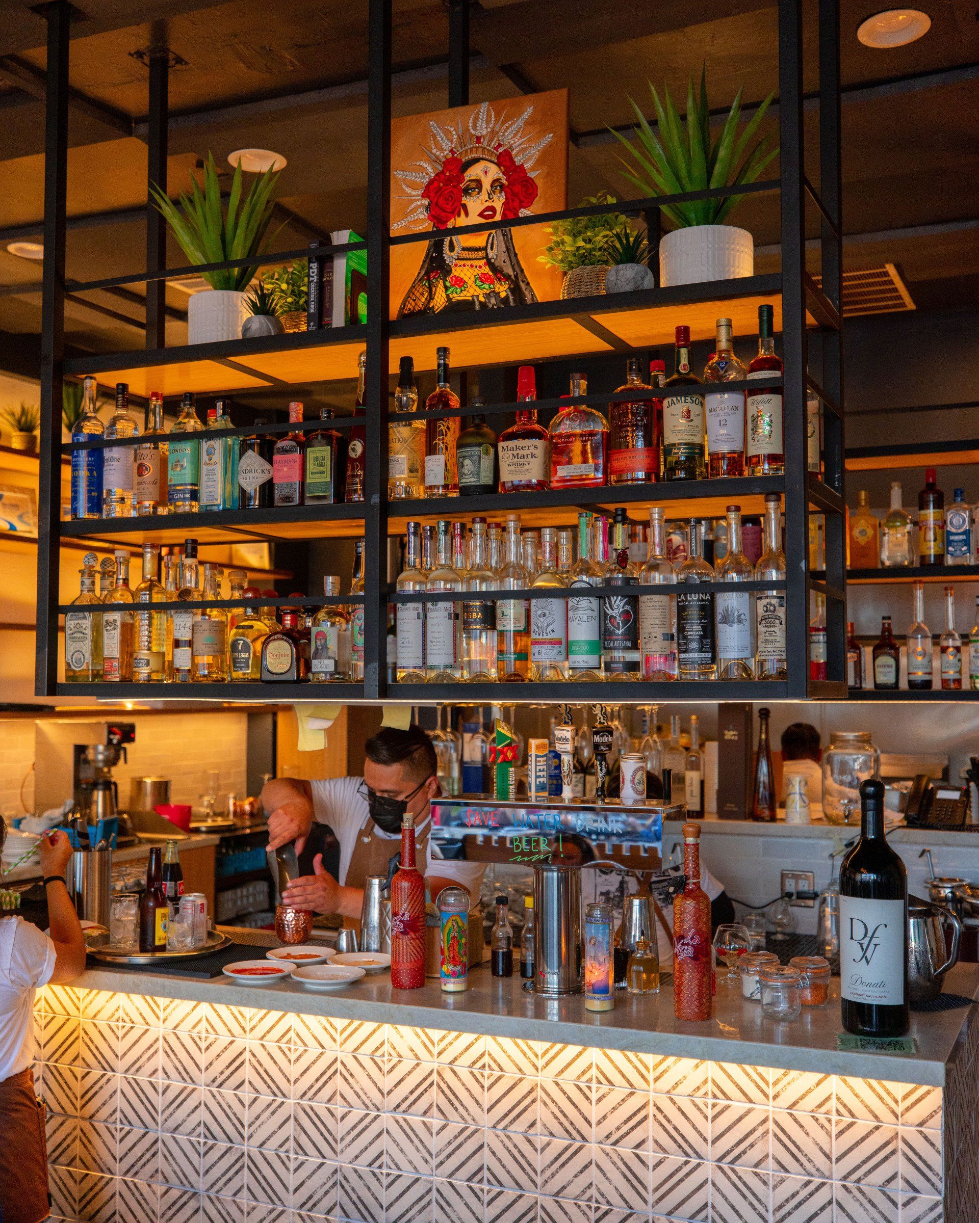 view of the bar