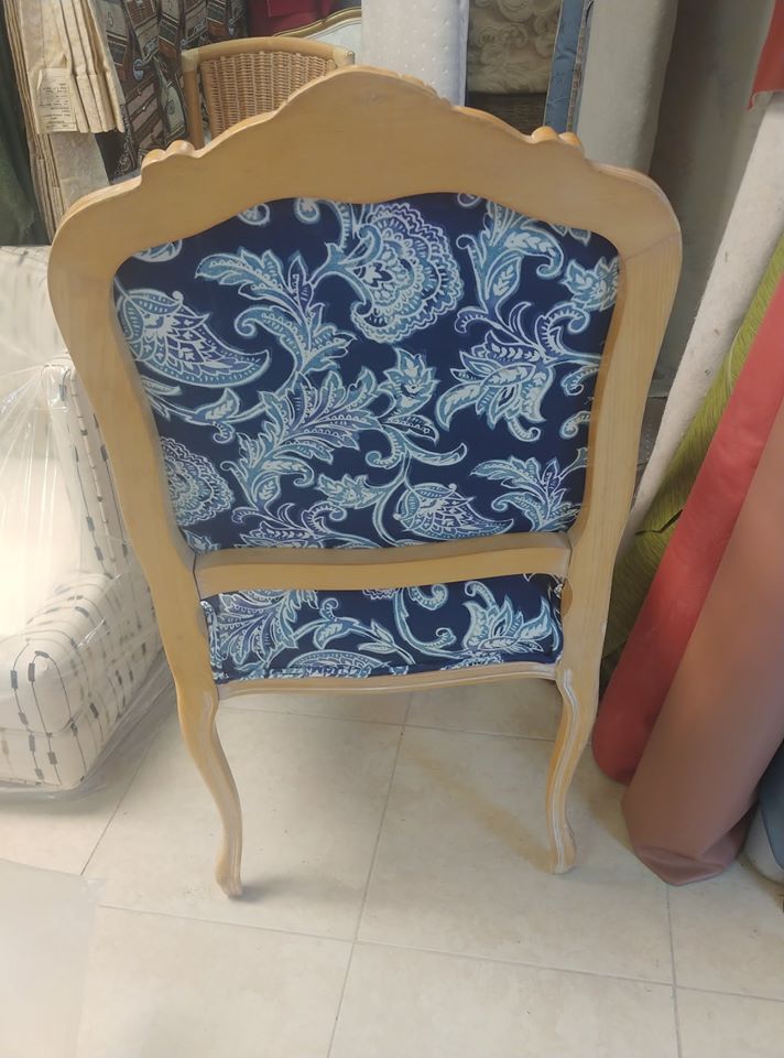 Back View of Antique Floral Armchair — Pompano Beach, FL — Anthony Interiors
