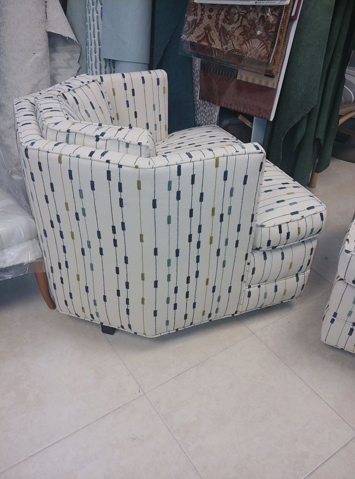 Side View of A  Dotted White Armchair — Pompano Beach, FL — Anthony Interiors