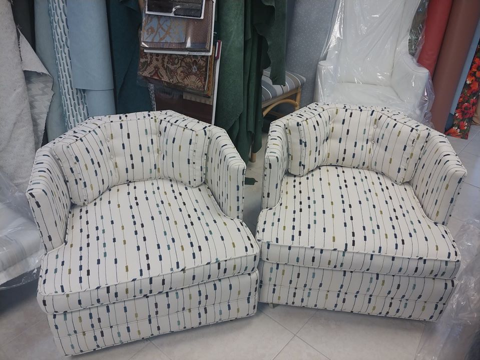 Two Dotted White Armchair — Pompano Beach, FL — Anthony Interiors