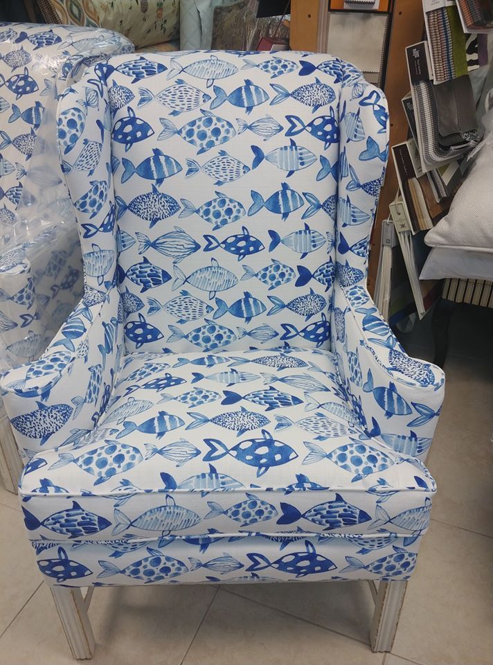 Fish Print Armchair — Pompano Beach, FL — Anthony Interiors