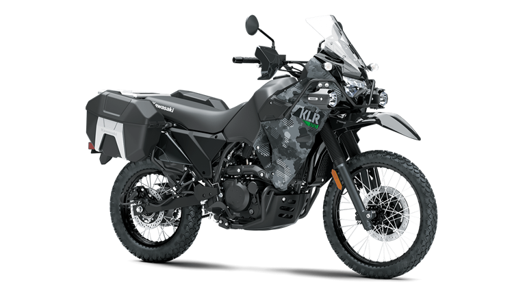 A black and white motorcycle on a white background.