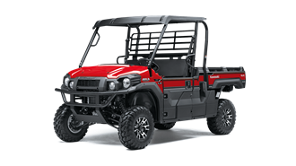 A red and black utility vehicle on a white background.