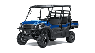 A blue and black utility vehicle on a white background.