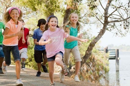 Toddlers — Children Running During Summer Camp in La Puente, CA