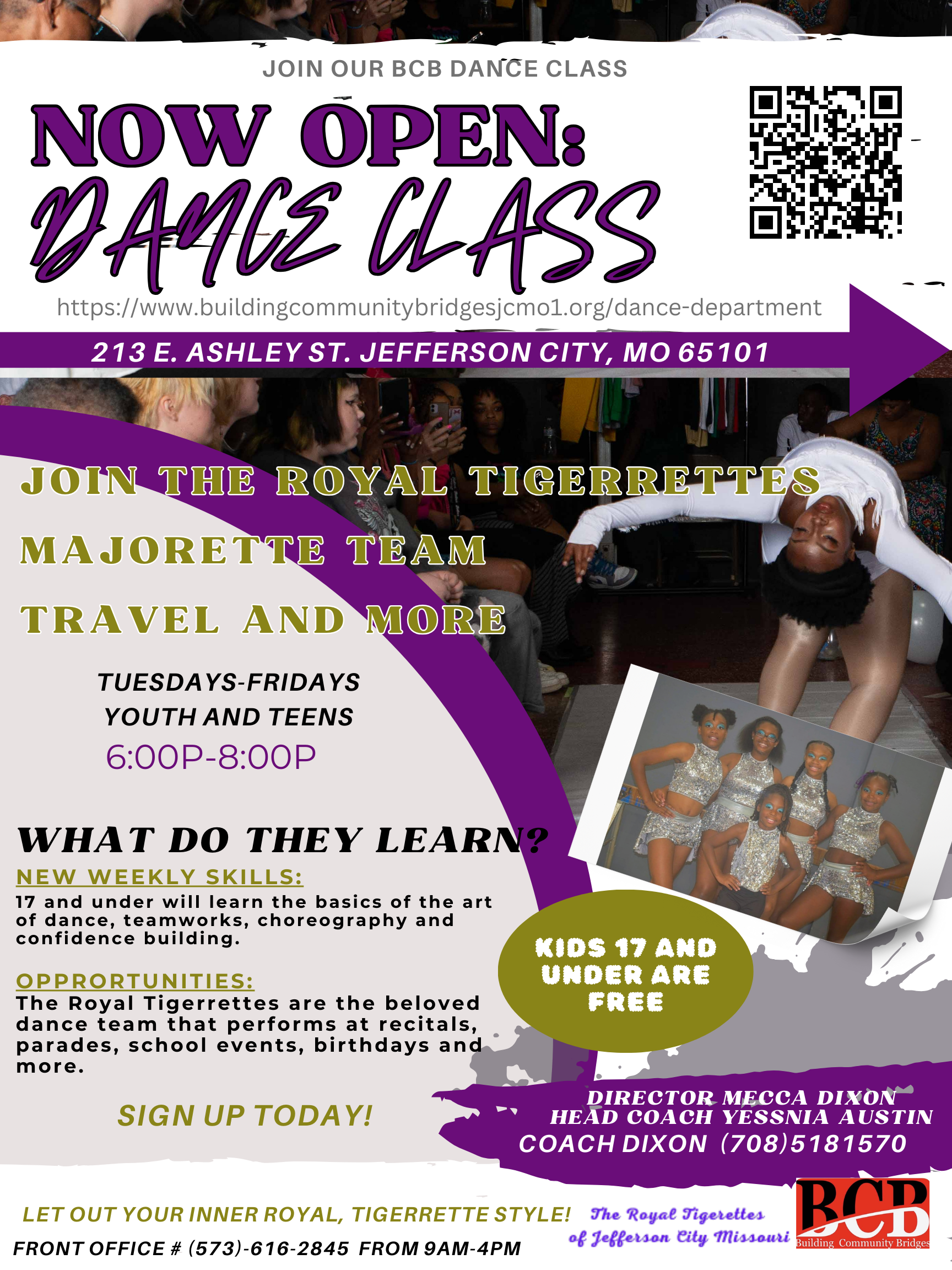 A flyer for a dance class that is now open.