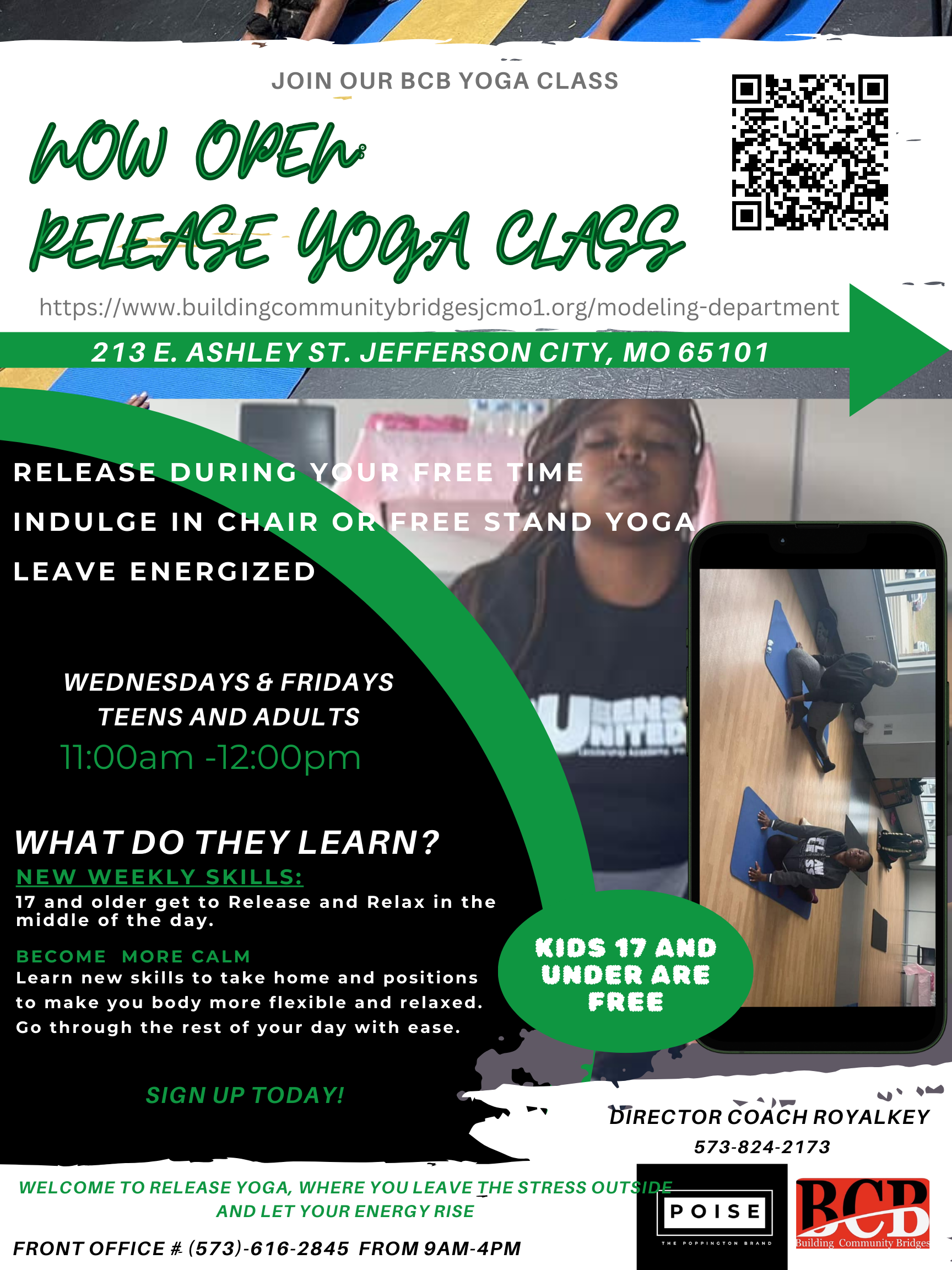 A flyer for how open release yoga class