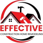 Effective Construction Home Remodeling logo with red and black house roof and hammer icon