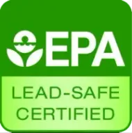 EPA Lead-Safe Certified green logo with white EPA letters and leaf symbol