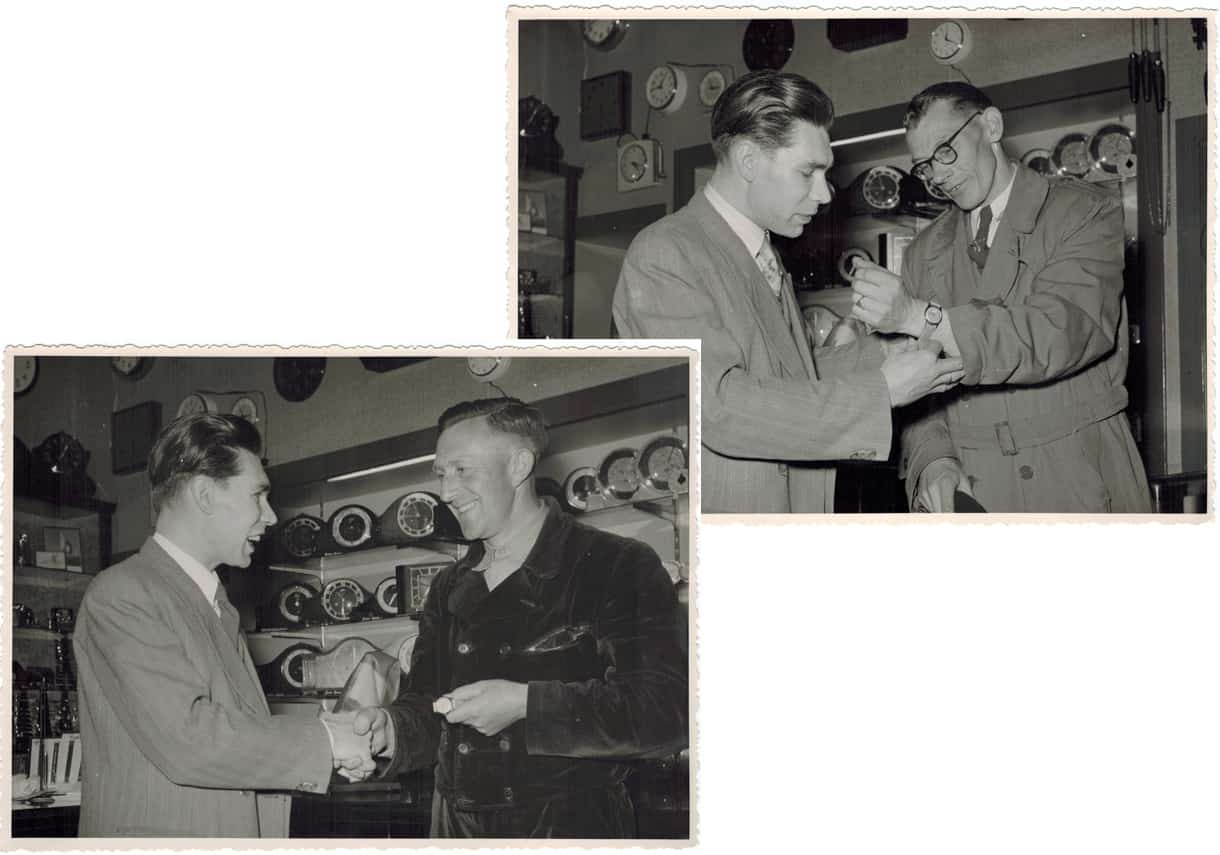 Vader Herman de Grijff in de winkel.