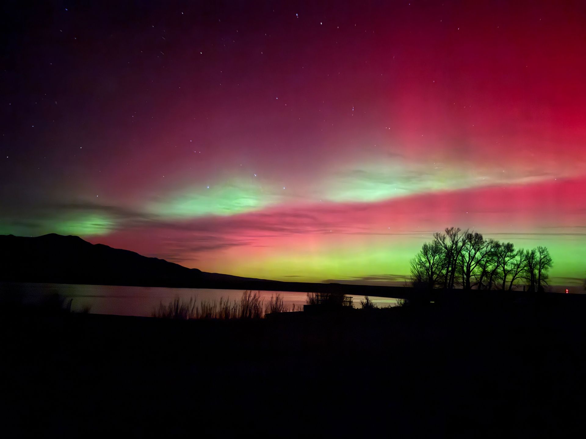 The northern lights as seen over Sodergreen Lake just outside Laramie.
