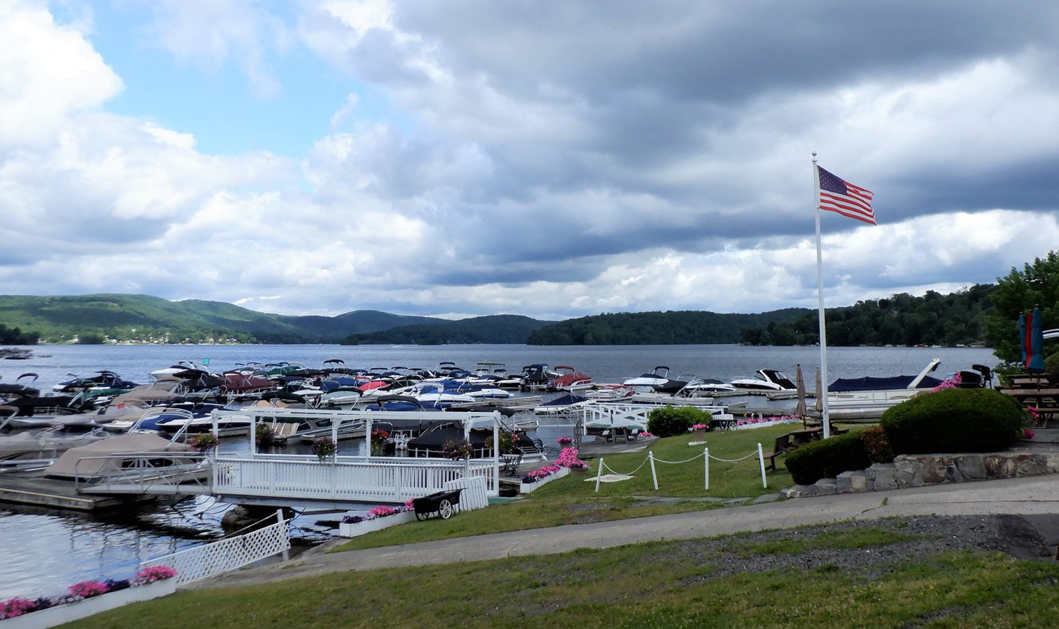 A large body of water with a lot of boats in it