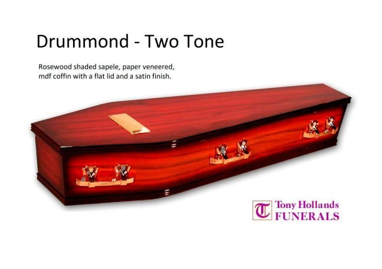 A picture of a drummond two tone coffin from tony hollands funerals