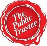 The public trustee logo is a red seal with white writing on it.